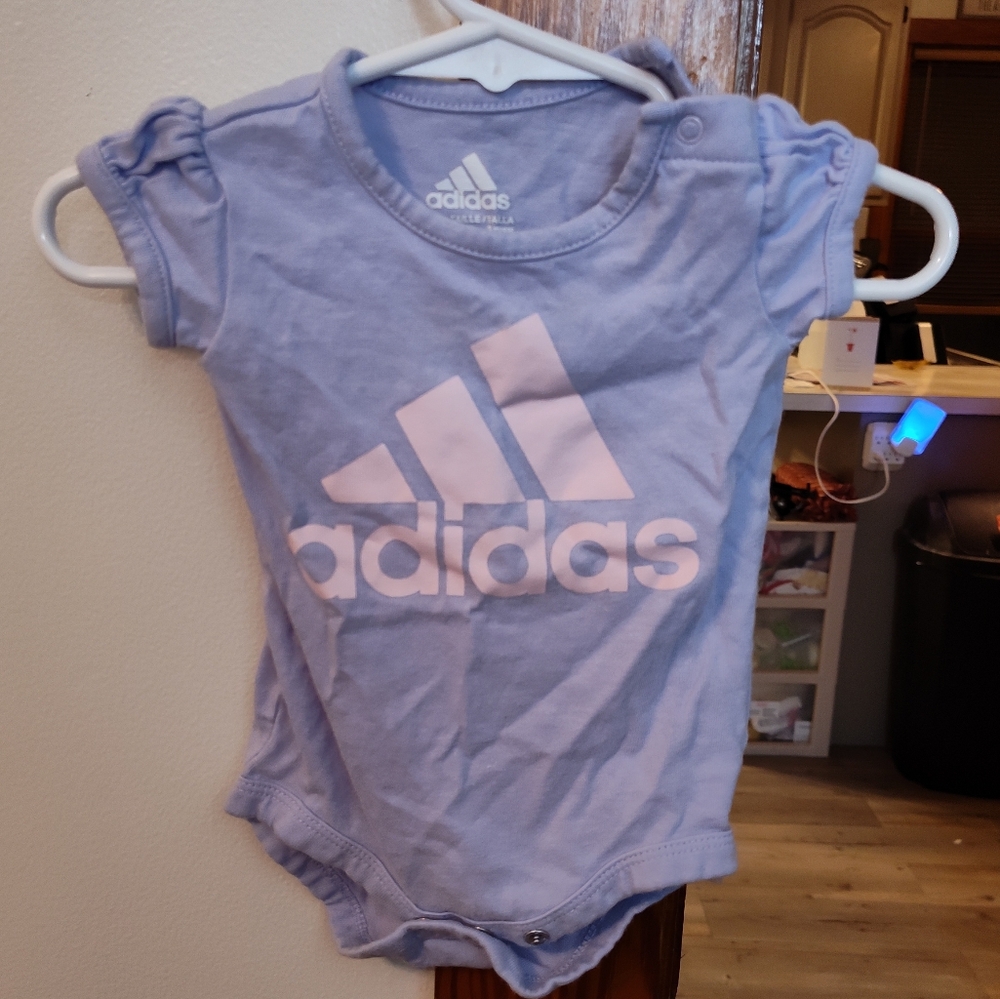 Adidas Lavender Short Sleeve Baby Onesie 3 Months